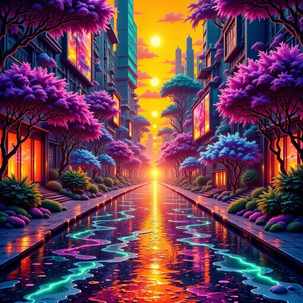 Vibrant Duo Chrome Effect in Cyberpunk Style