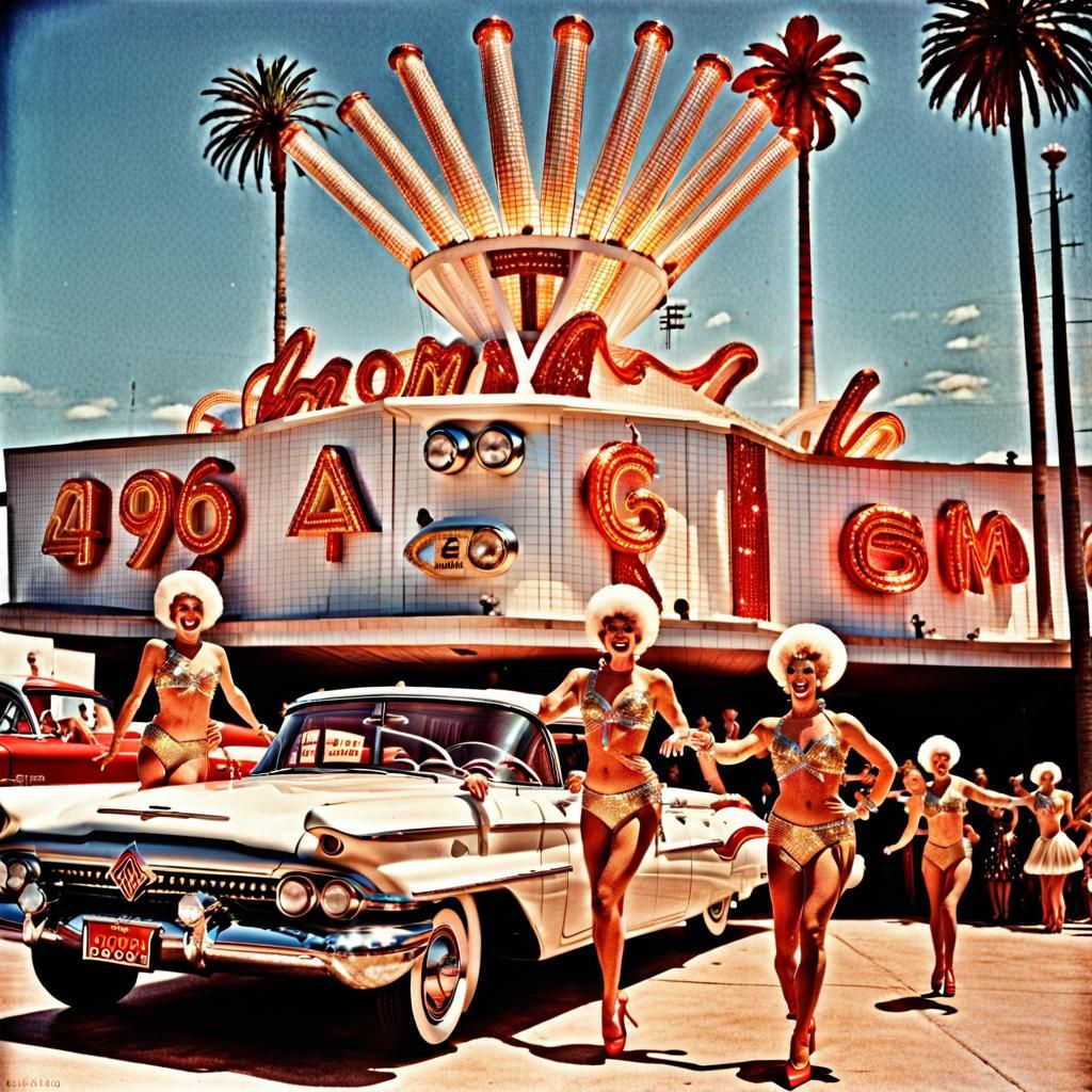 1960s Casino Entrance with Showgirls