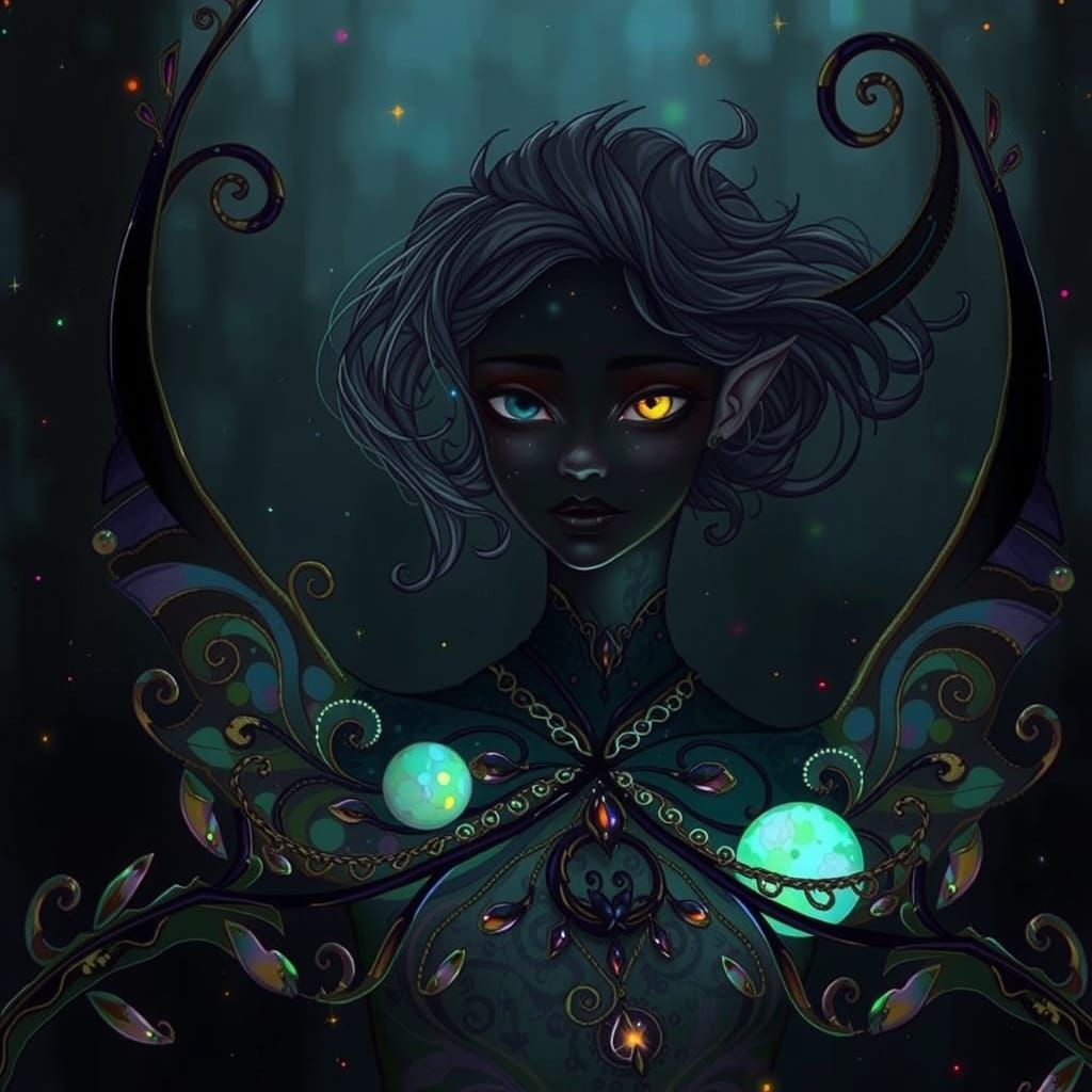 Ethereal Fae with Shifting Moonlit Skin and Iridescent Eyes