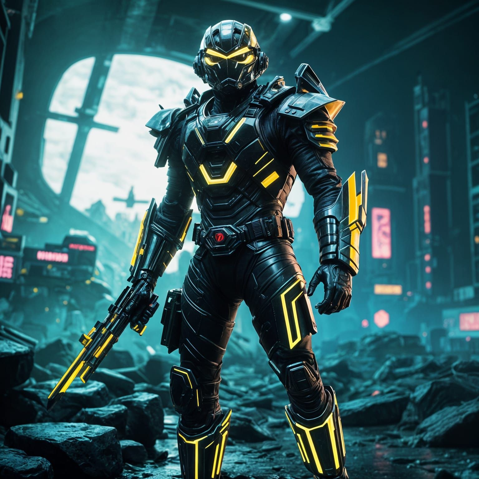 Futuristic Psycho Ranger in Fauvist Expressionism Style