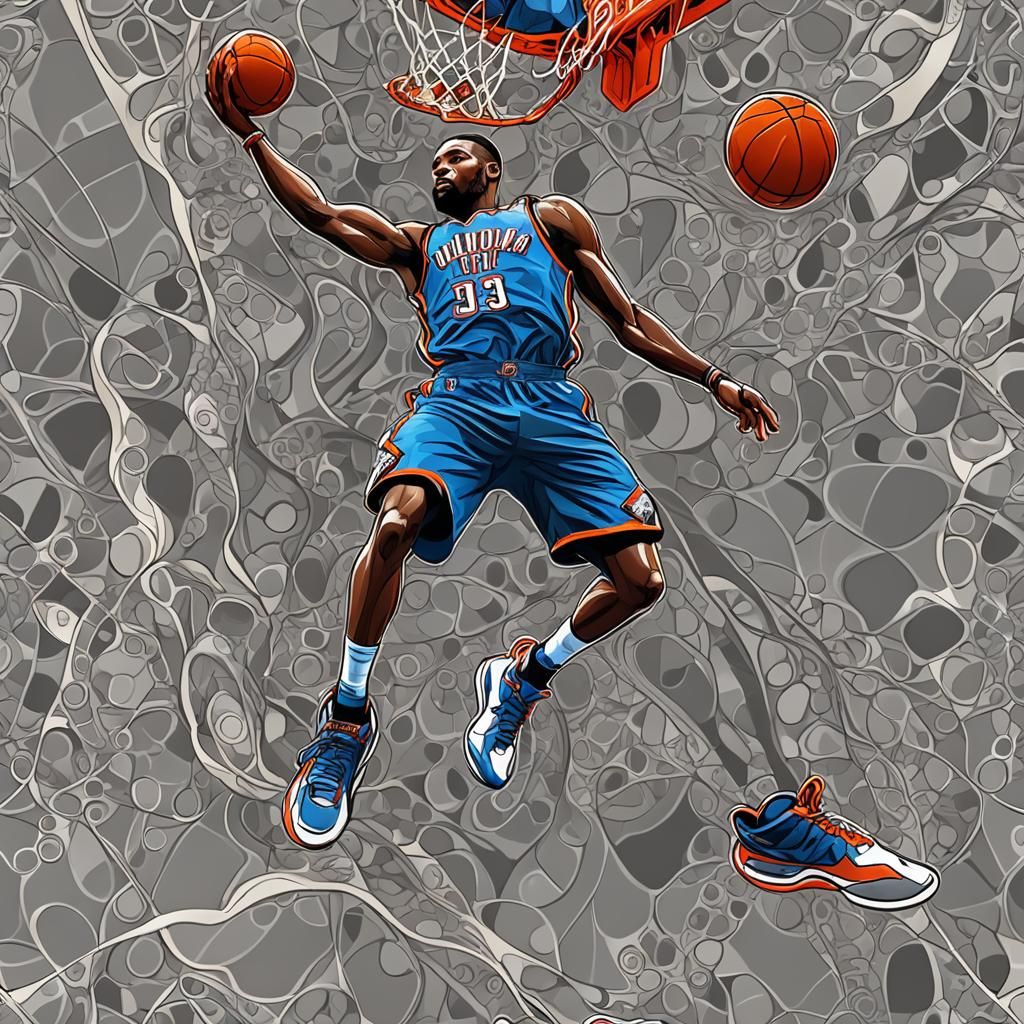 Oklahoma City Thunder Slam Dunk in Abstract Style