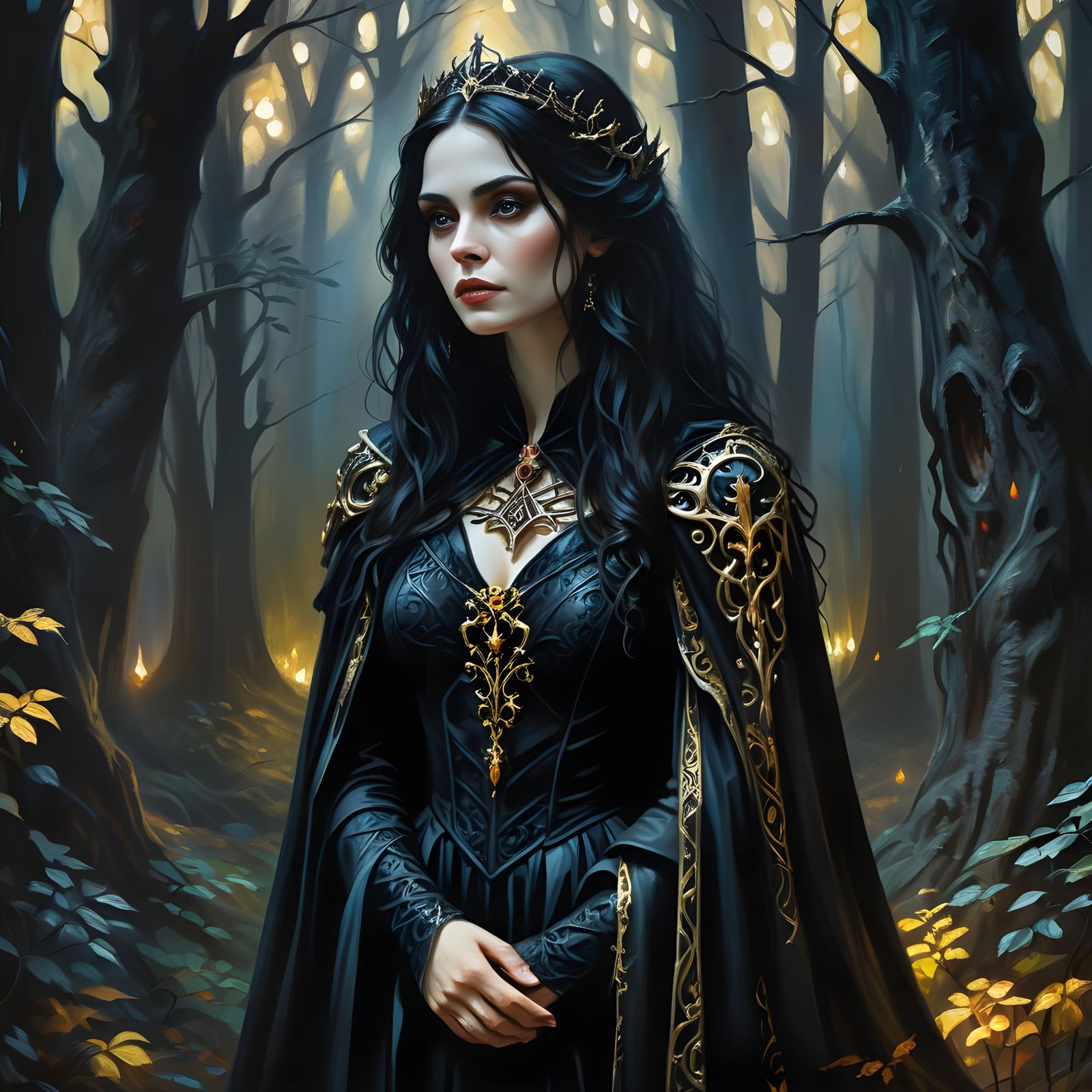 Ethereal Gothic Goddess Emerges from Shadows