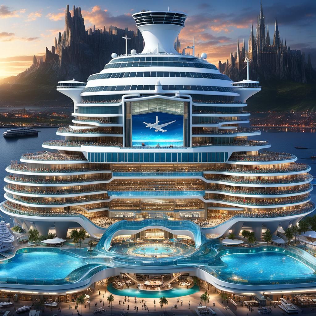 Incredible Cruise Ship Topped with Hogwarts and Airport