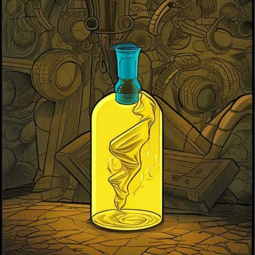 Yellow Potion Bottle in Comic Book Style