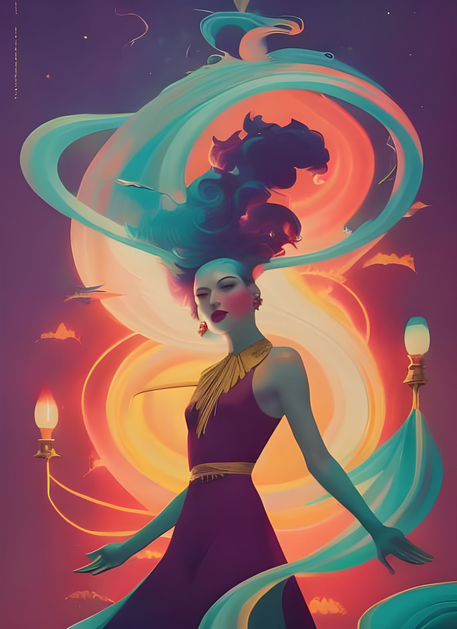 Cosmic Magician: Vintage Poster Art Explosion