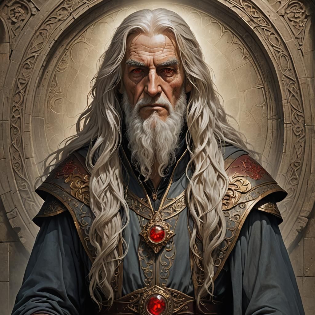 Aasimar Sorcerer Portrait in Detailed Matte Painting