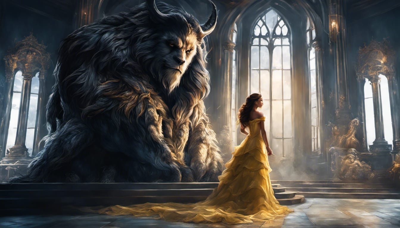 Beast Stalks Princess in Tower: Digital Art