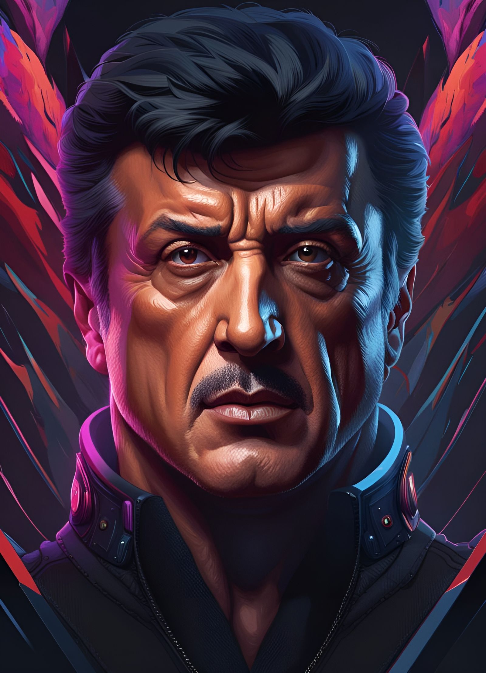 Sylvester Stallone Portrait in Hyperdetailed Concept Art