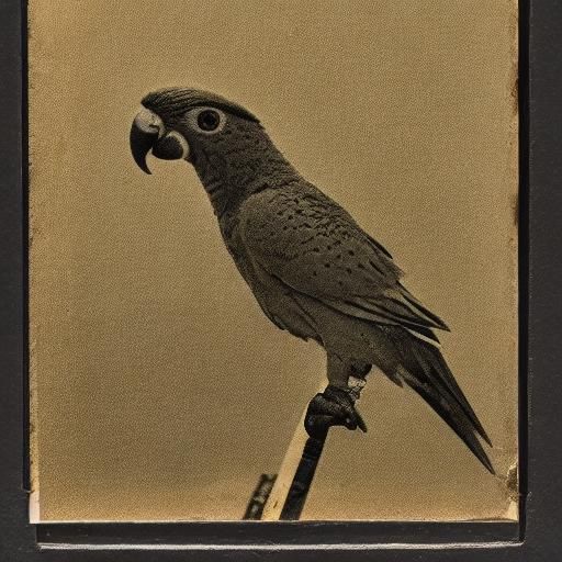 Parrot Smoking Cigar in Daguerreotype Style