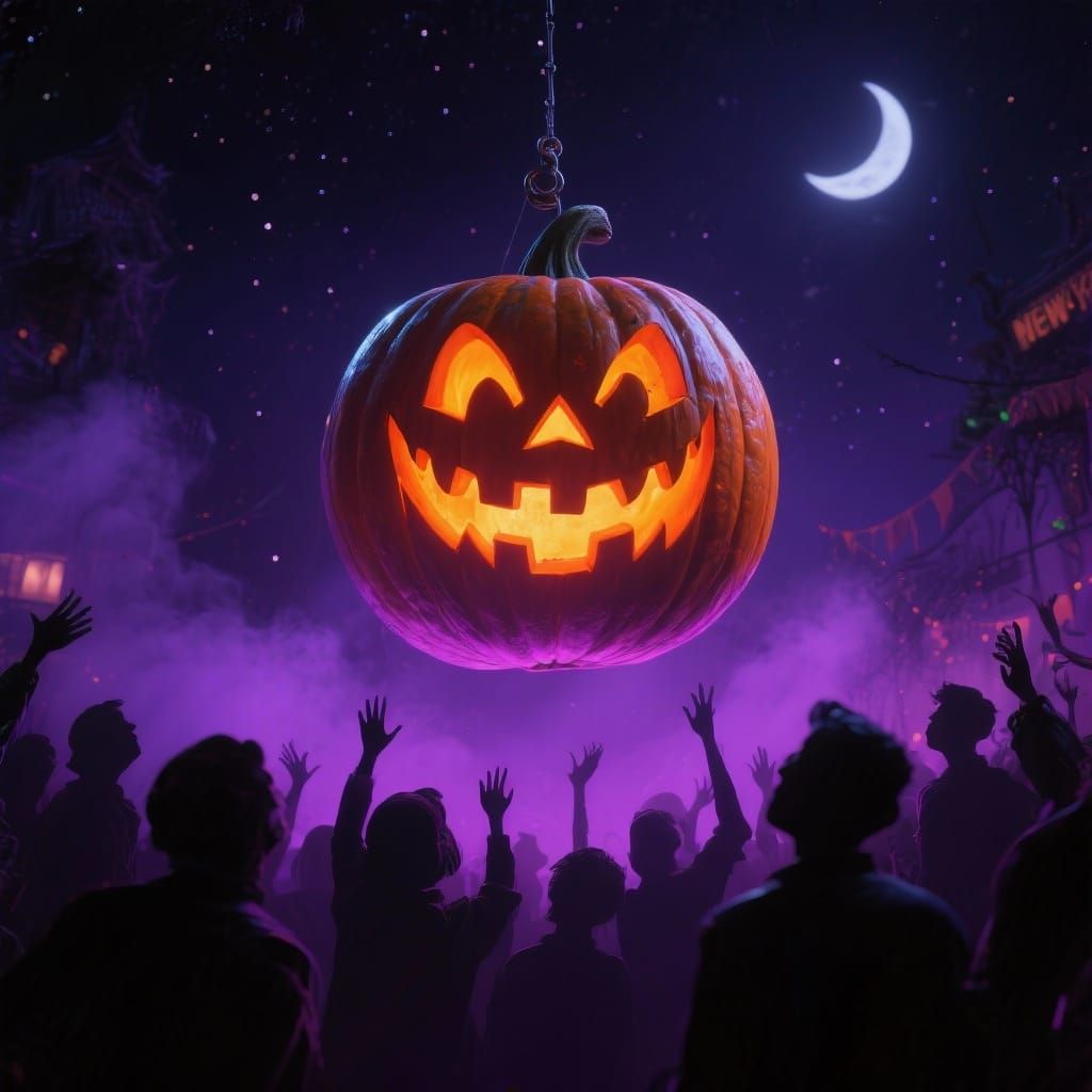 Spooky Jack O'Lantern Replaces New Year's Eve Ball