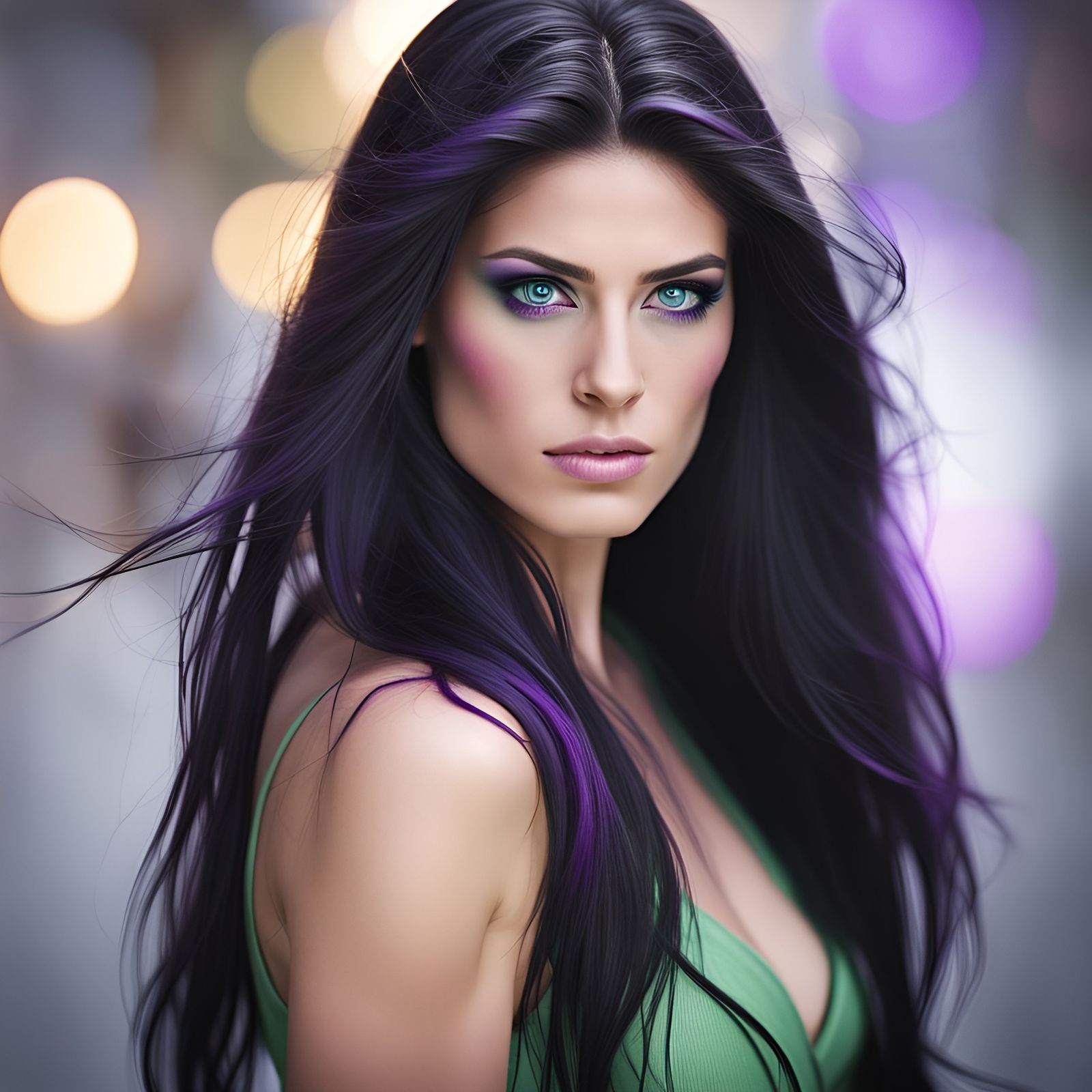 Realistic She Hulk Model with Purple Highlights