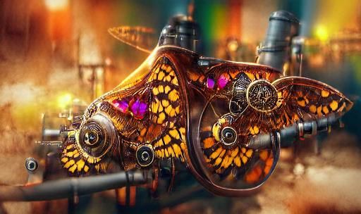 Steampunk Butterfly: Colourful Concept Art in 8K