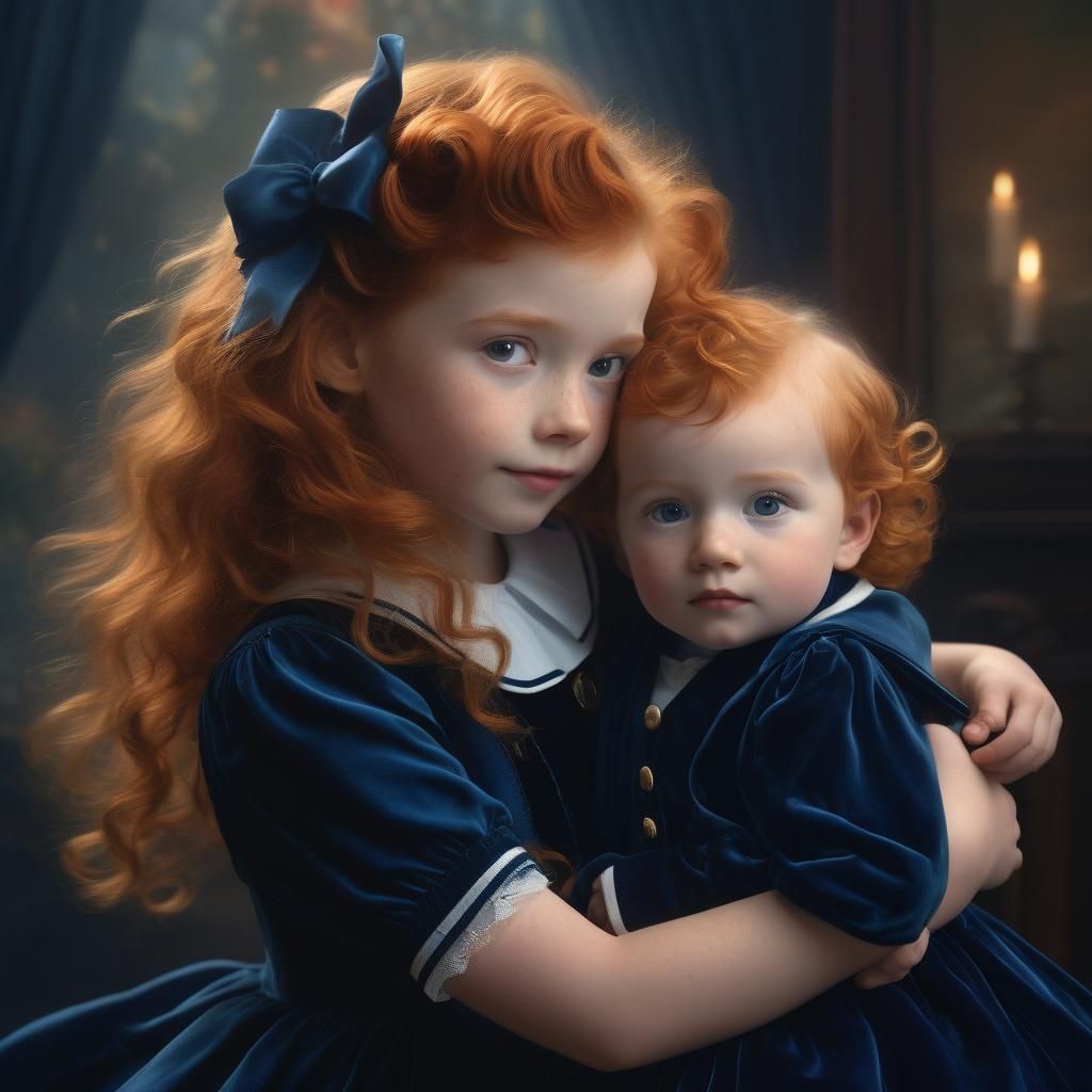 Ethereal Children in Velvet, Fantasy Art