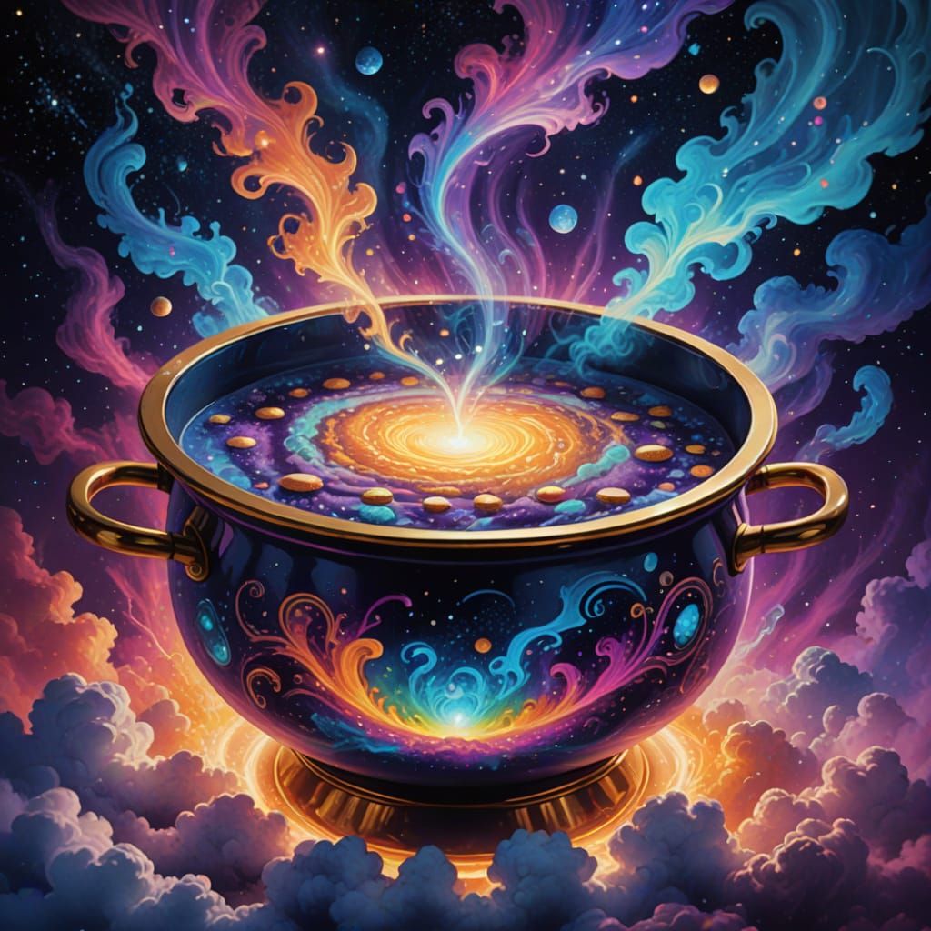 Cosmic Pease Porridge in Vibrant, Ethereal Hues