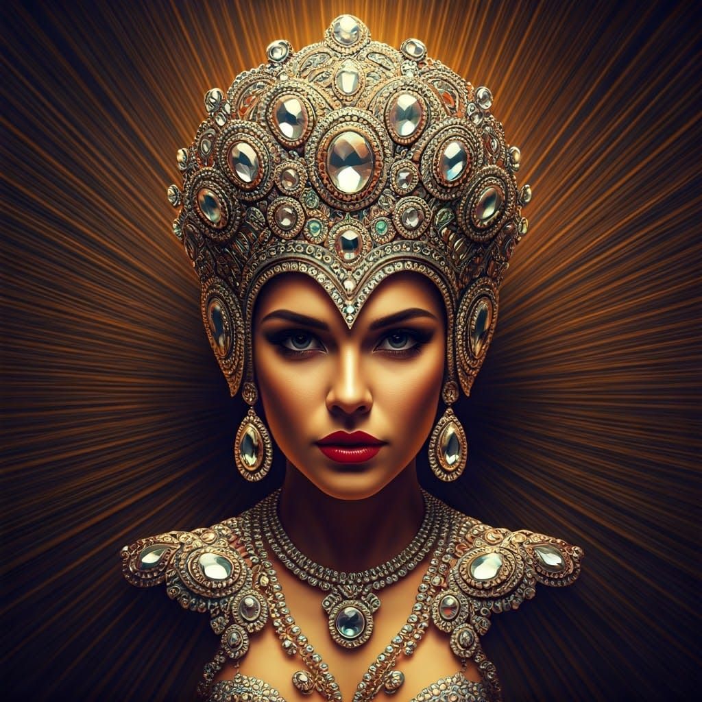 Luxurious Vegas Showgirl Headdress in Art Deco Style