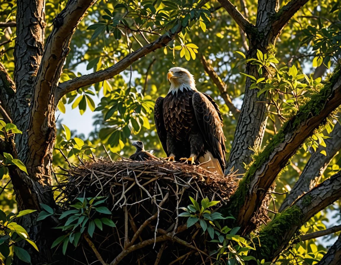 Eagle Nest in Towering Tree: Wildlife Photography