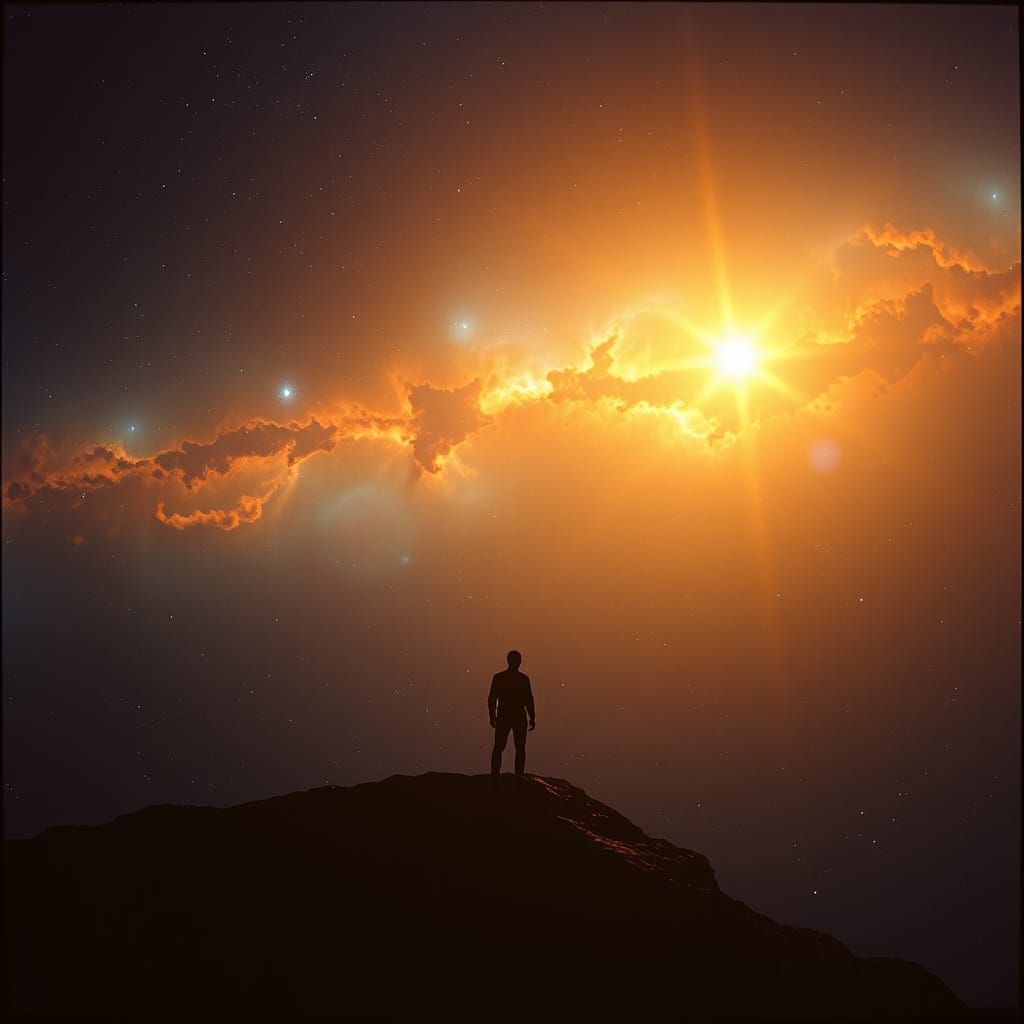 Infinite Connection to the Cosmos in Golden Light