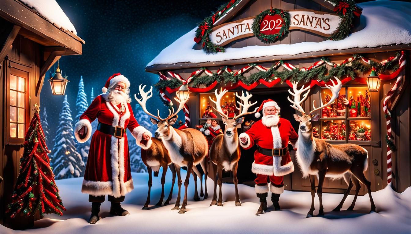 Santa Claus Portrait at North Pole Workshop