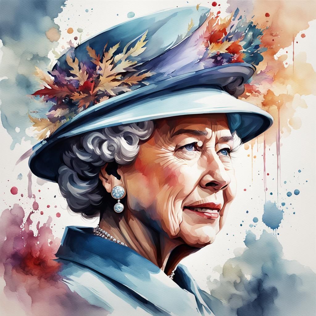 Queen Elizabeth II Watercolour Portrait