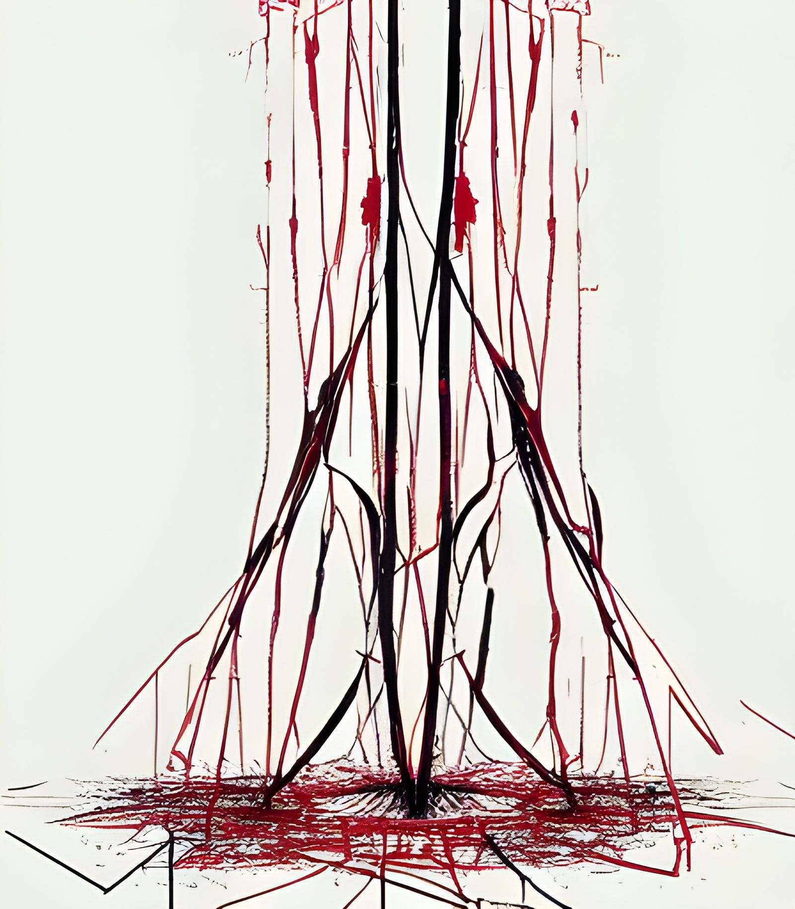 Abstract Expressionist Tower Inspired by Pollock and Shiota