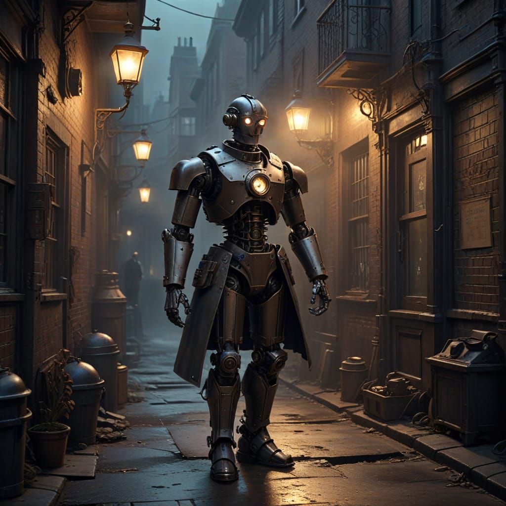 Victorian Robot Detective Investigates Crime in Steampunk St...
