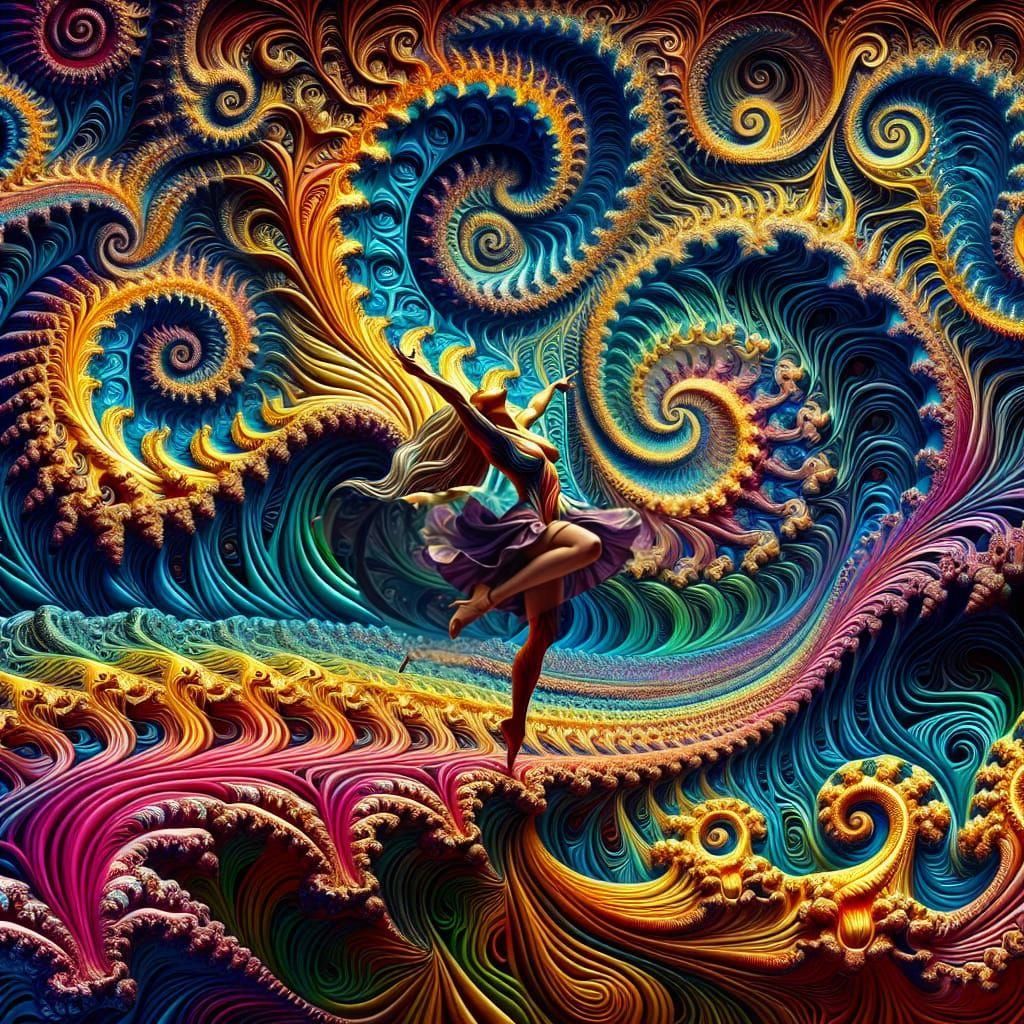 Fractal Dancer in Art Nouveau Style