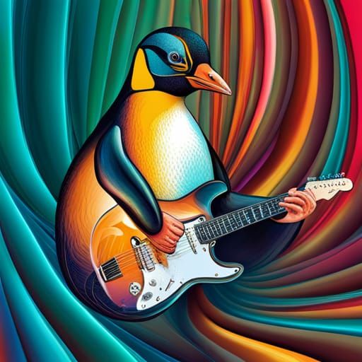 Macaroni-Penguin Guitarist: Abstract Vector Fractal