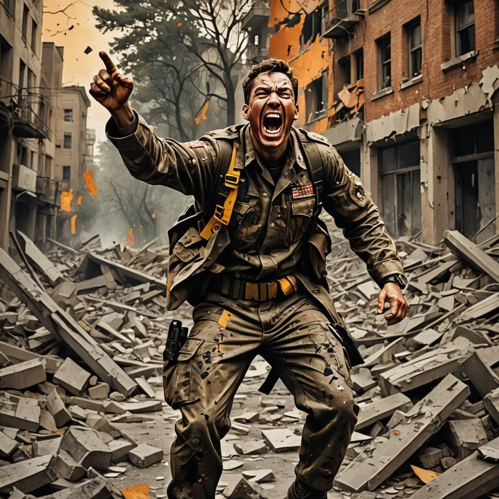 Soldier's Emotive Plea in War-Torn City