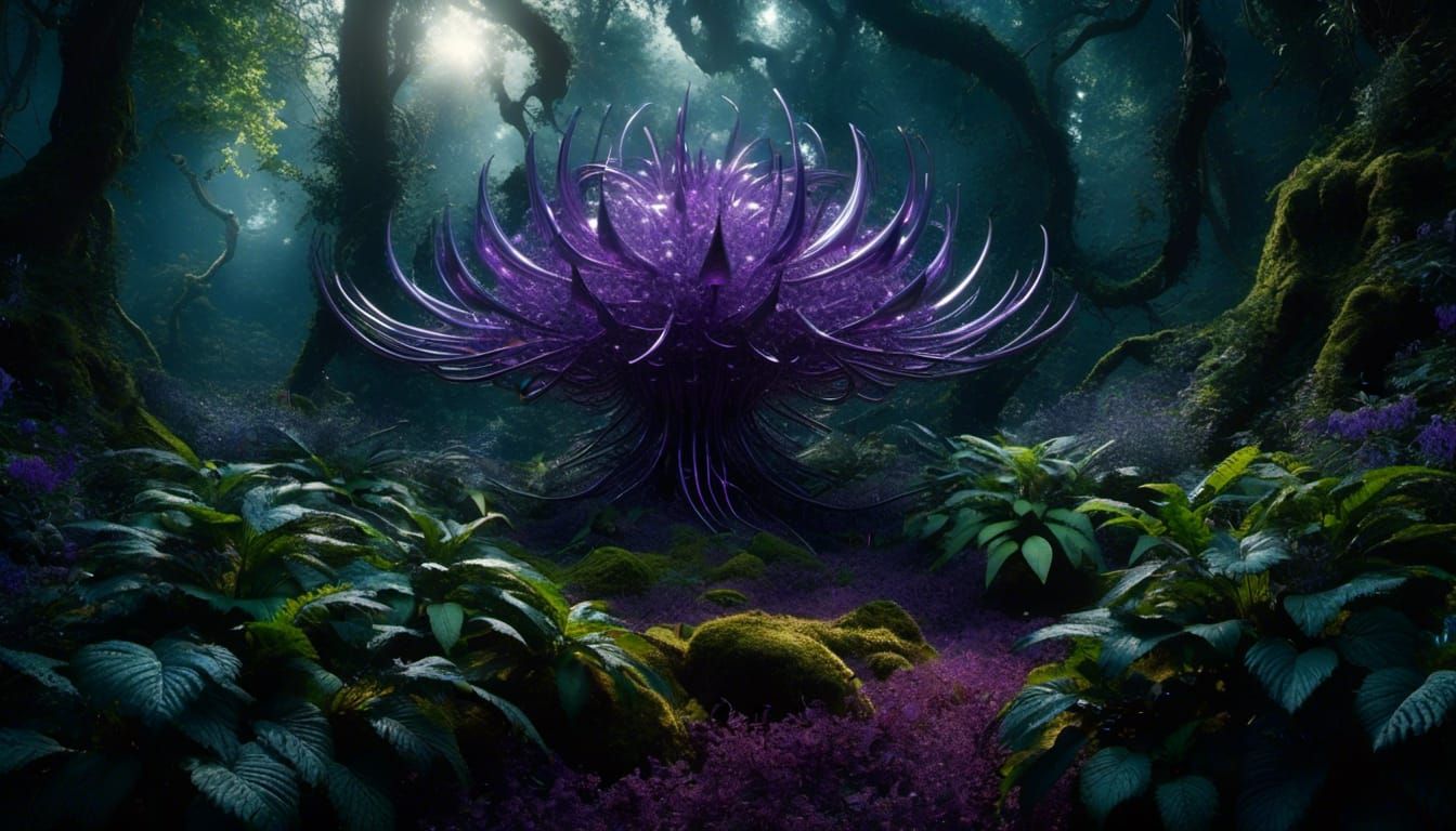 Magical Wolfsbane in Cursed Forest: Hyperrealistic 3D Render
