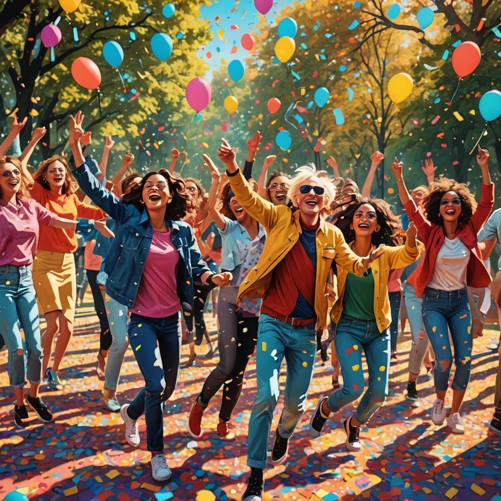Joyful Celebration in Pop Art Style