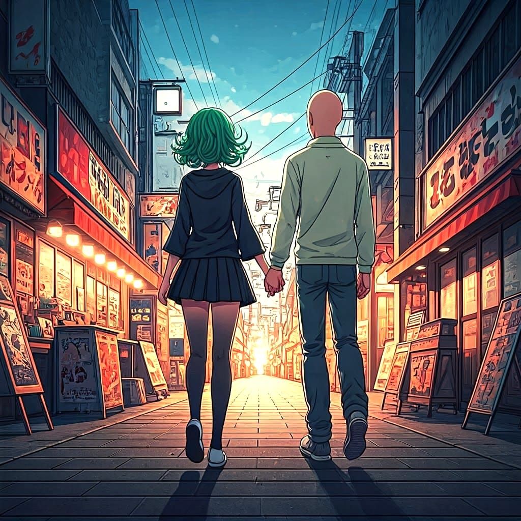 Saitama and Tatsumaki in Japanese Streetscapes