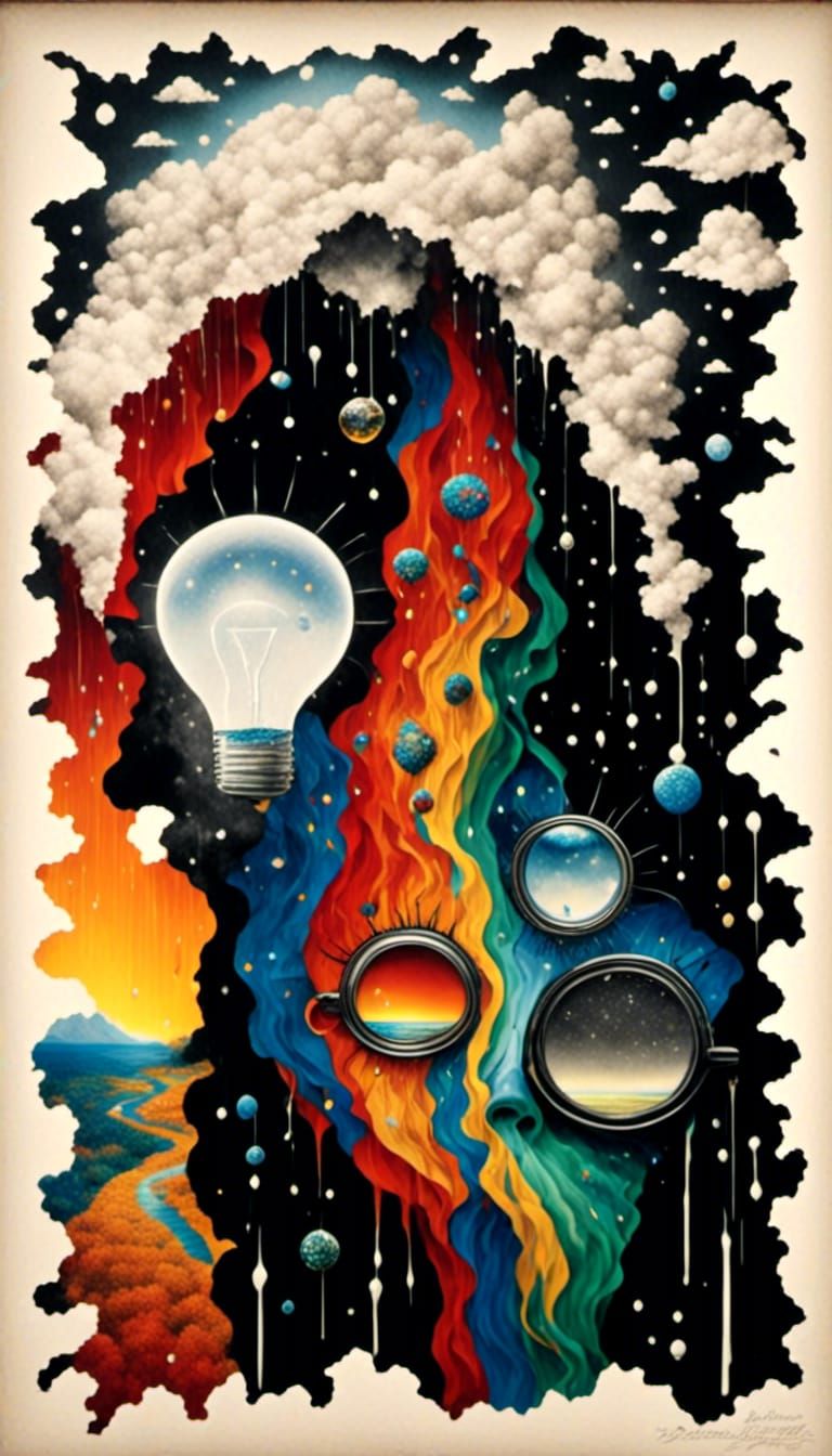 Surreal Sunny Day in Magritte Style, 3D Effect