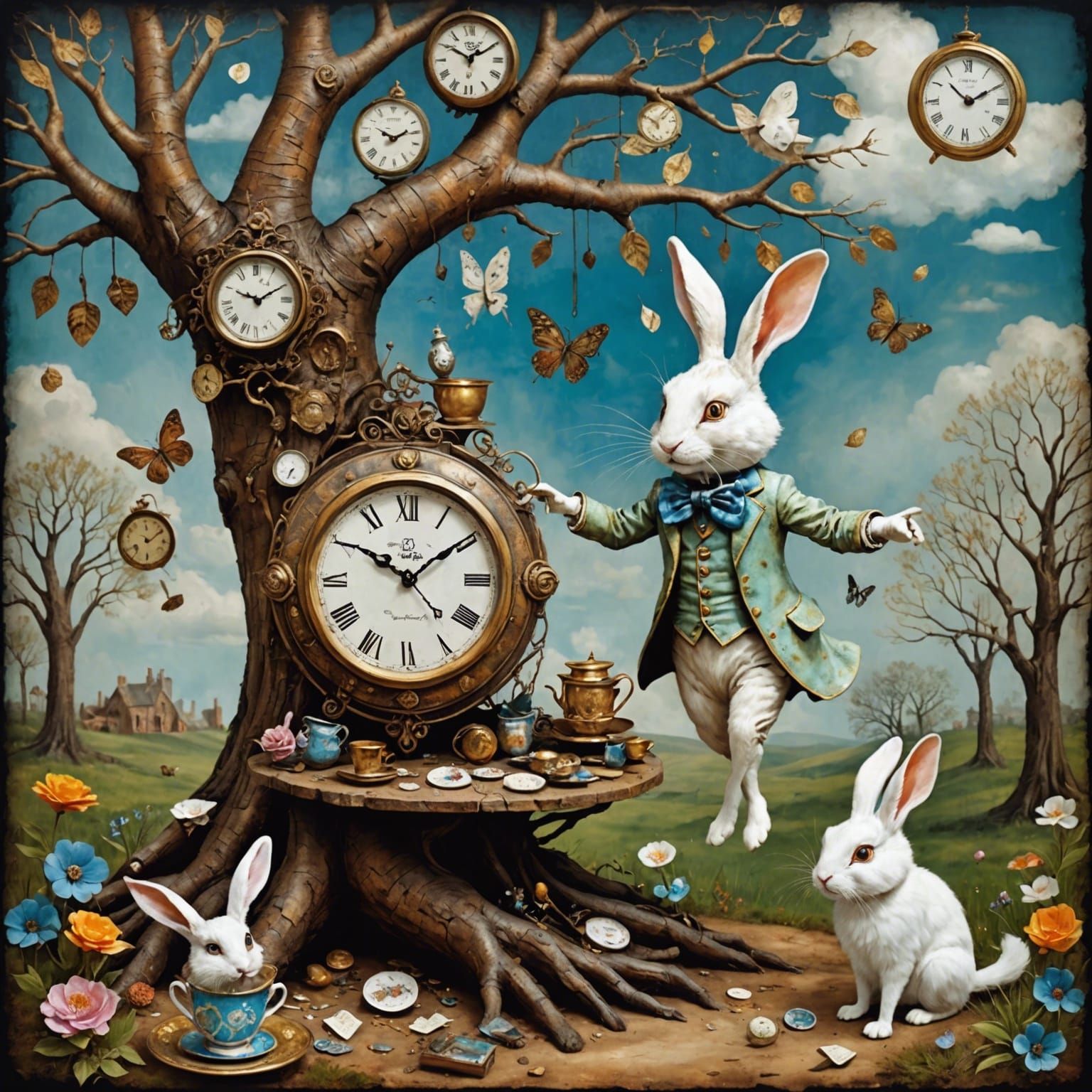 Alice in Wonderland: Despair in Mixed Media Collage