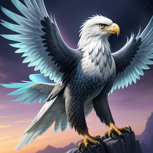 Ethereal Eagle-Diamond Hybrid Soars through Iridescent Sky