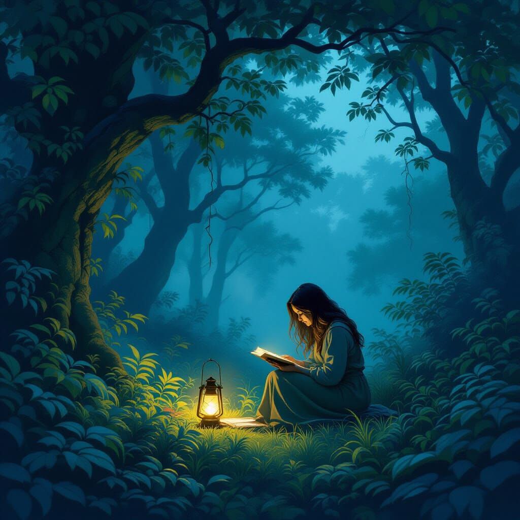 Nocturnal Insect Cataloging in Misty Forest at Dusk