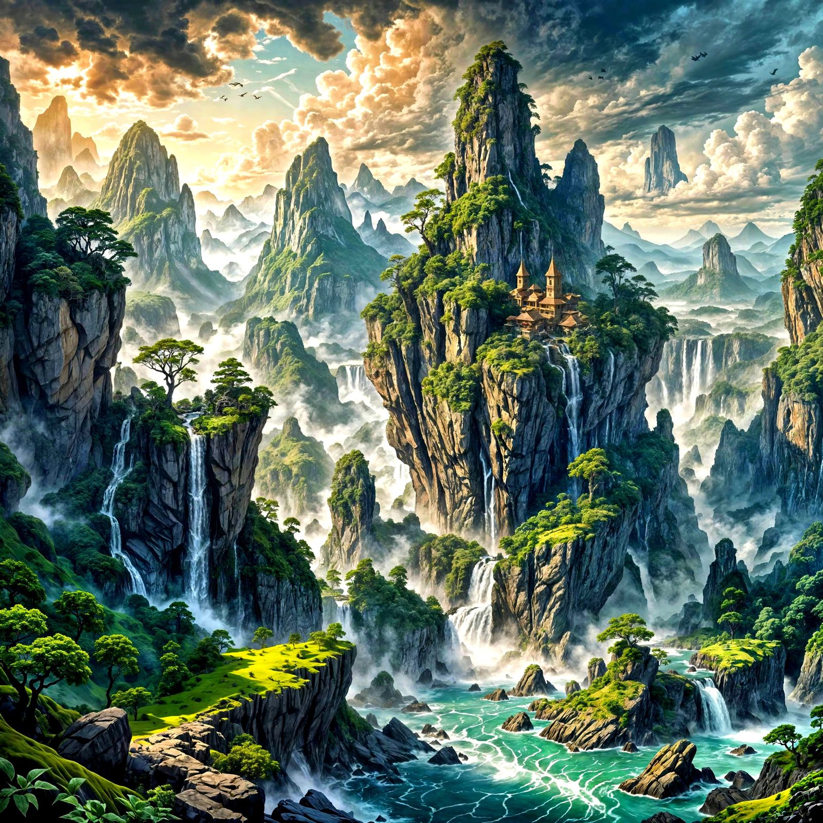 Mystical Flying Island Mountainscape in Digital Art