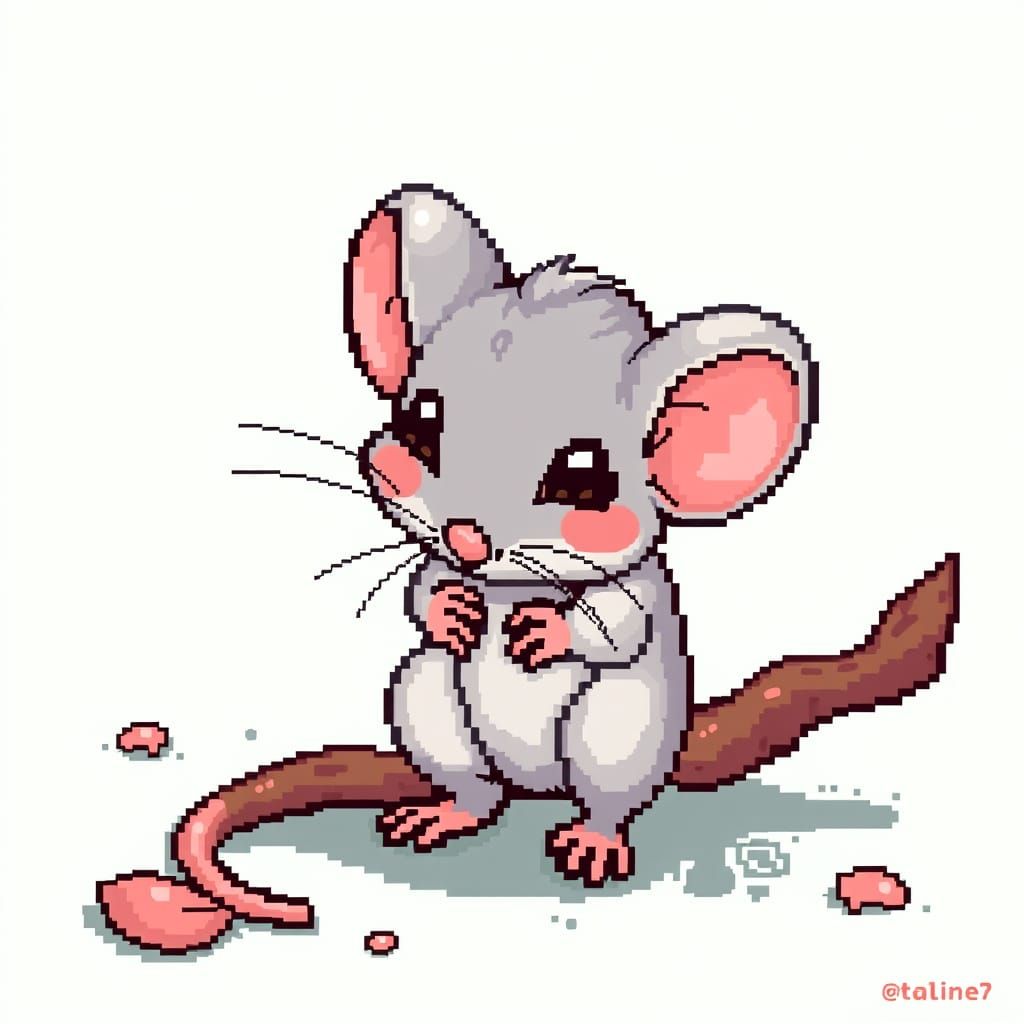 Shy Mouse in Pixel Art Style