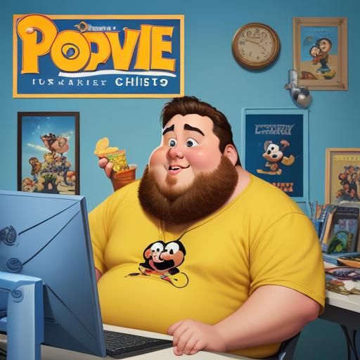 Disney Pixar Style Movie Poster: Computer Scene