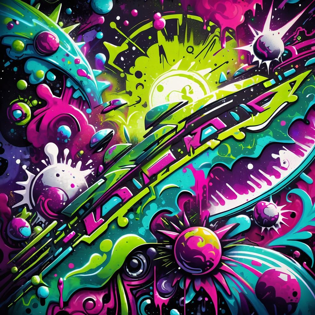 Graffiti Art with Vibrant Colors and Deco Elements