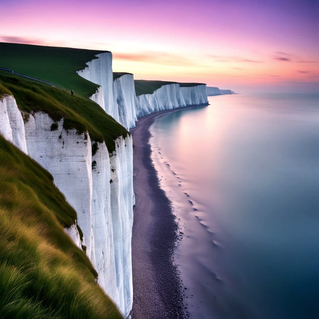 Romantic Sunset on the White Cliffs of Dover