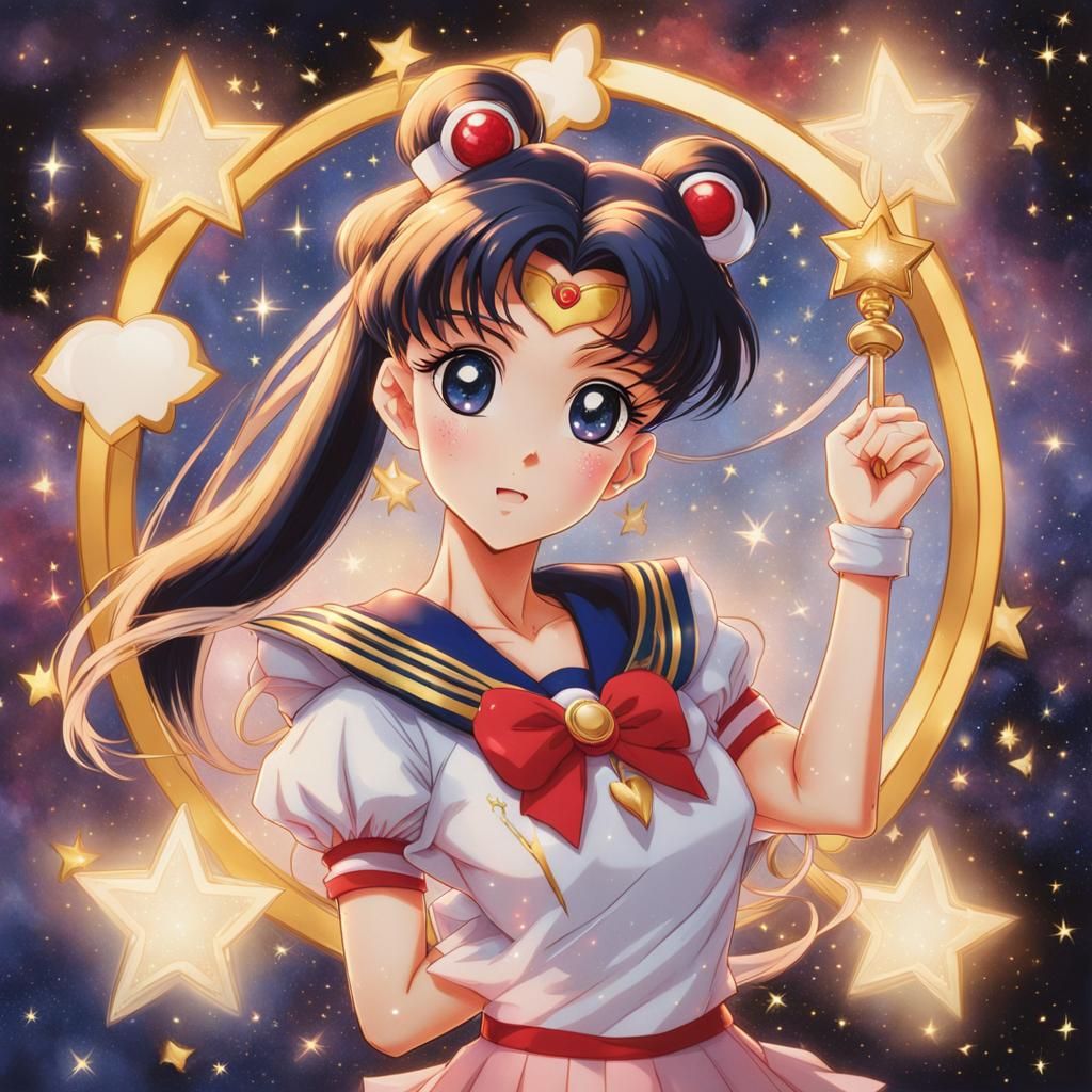 Art by Naoko Takeuchi, chibi Sailor Moon, Usagi Tsukino, ove...