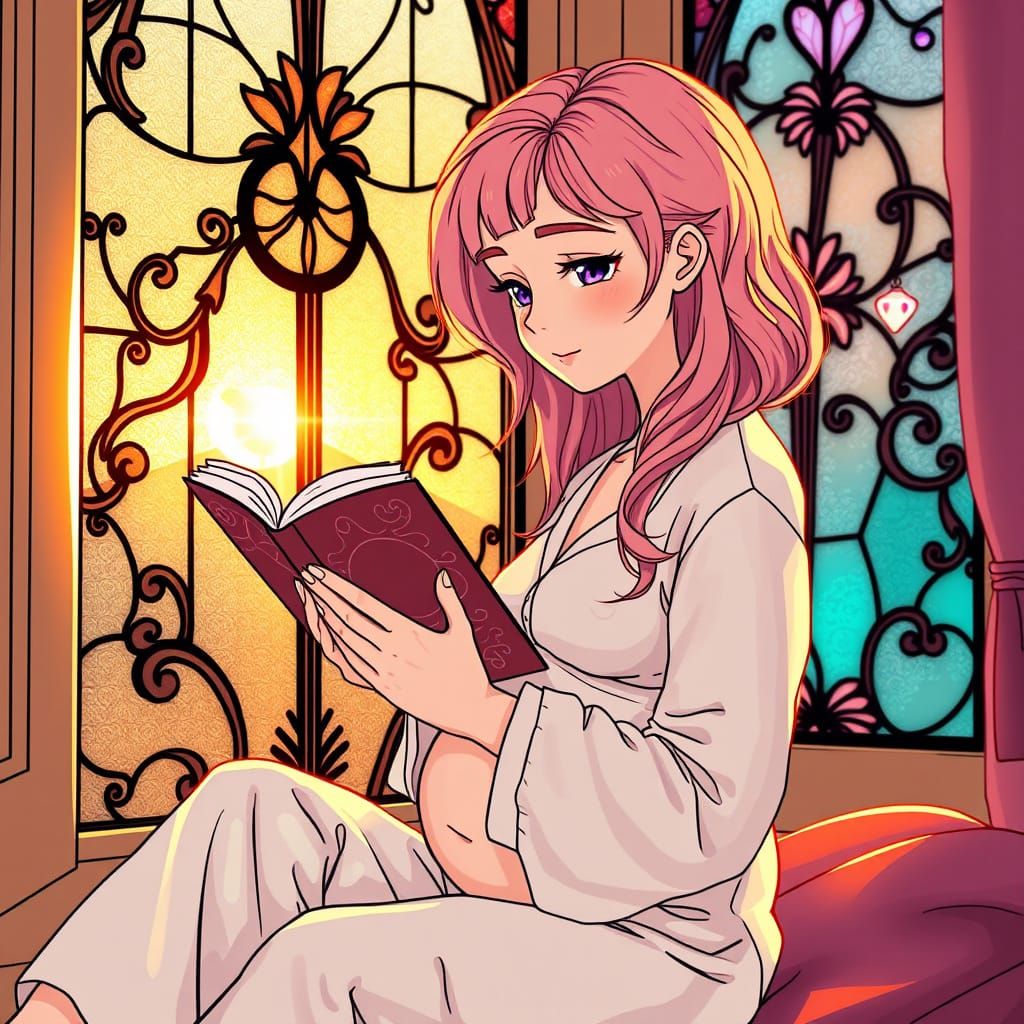 Whimsical Motherhood Moment in Pastel Pajamas