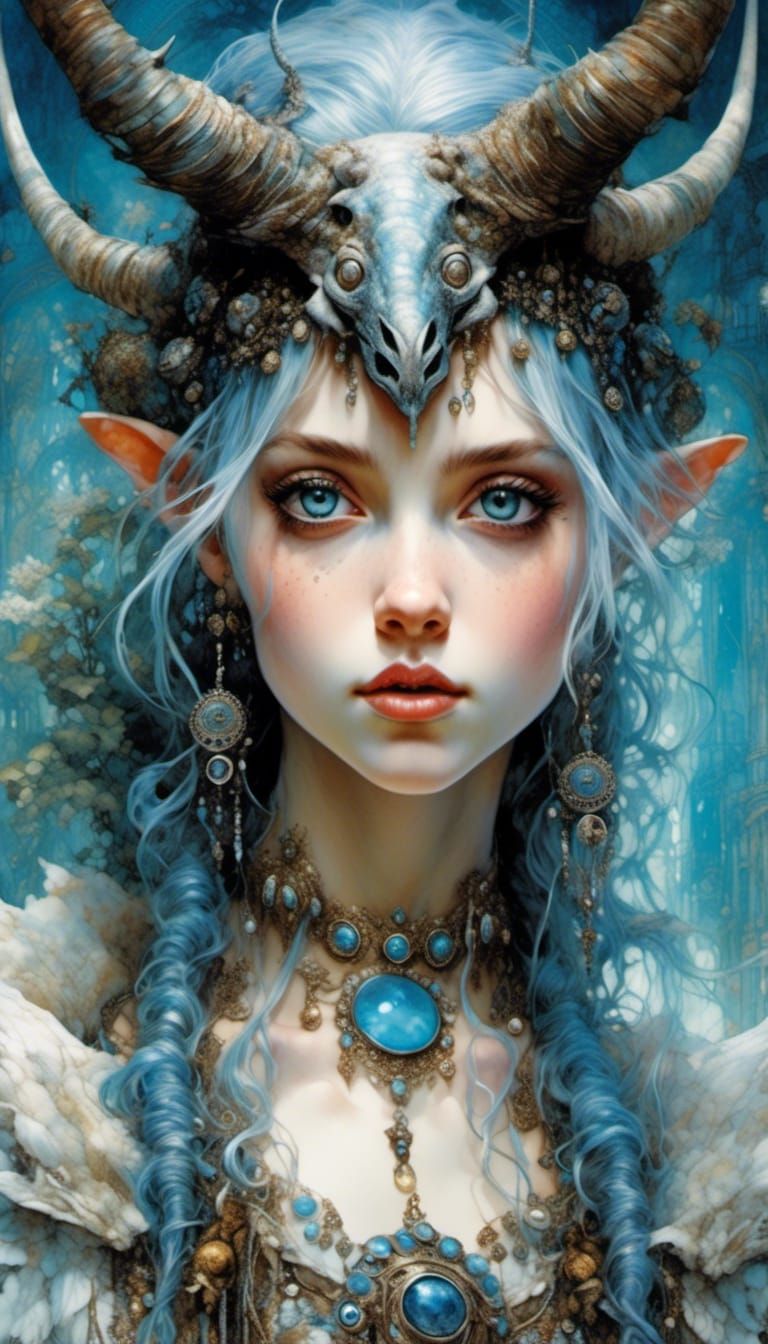 Mysterious Sorceress Portrait in French Impression Style