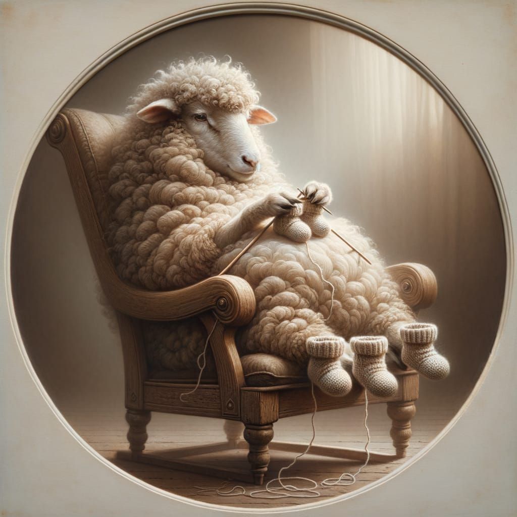 Woolly Mama Sheep Knitting Baby Booties in Ethereal Style