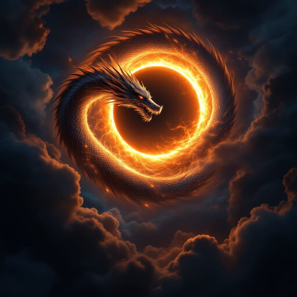 Surreal Dragon of the Total Solar Eclipse in Vibrant, Hyperr...