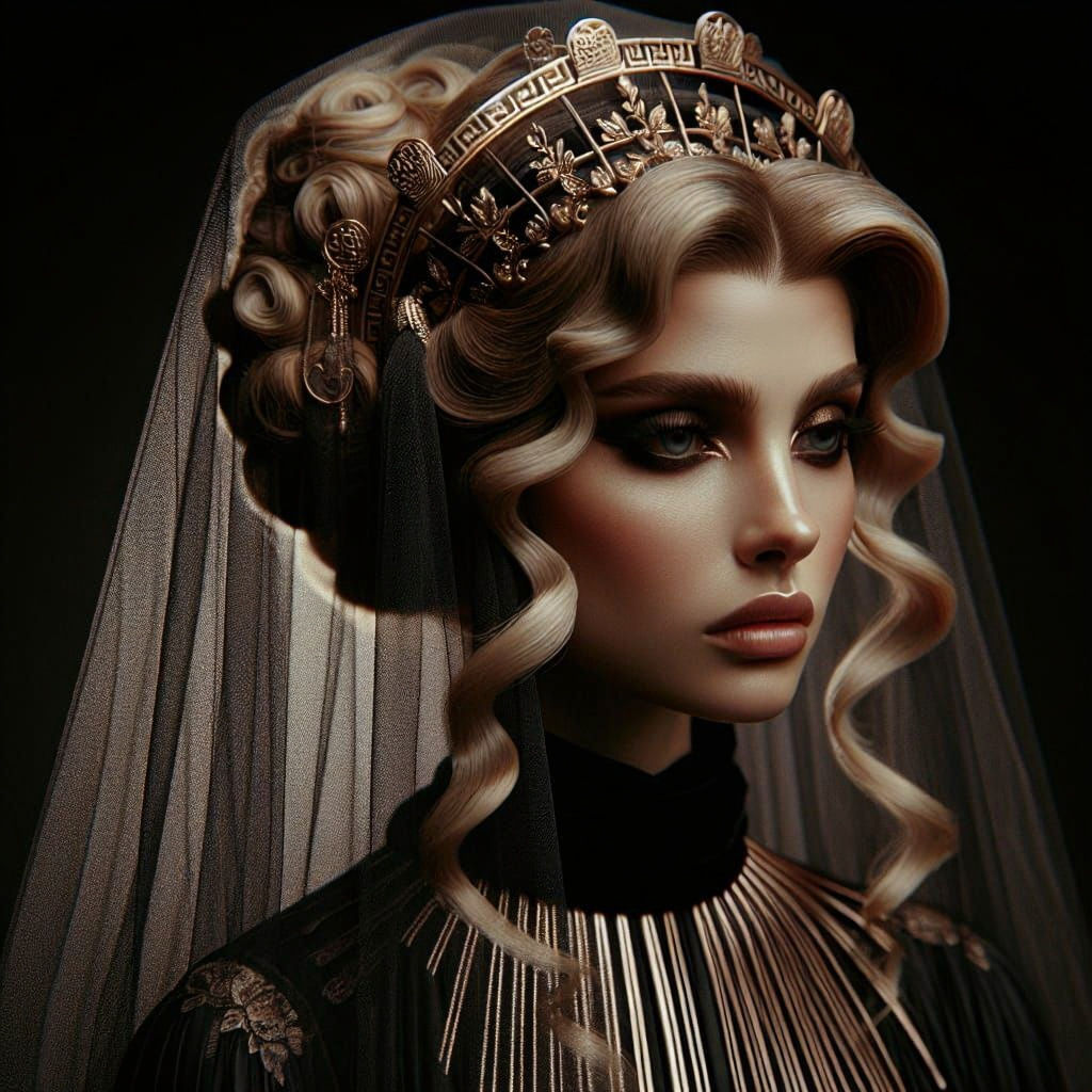 Greek Goddess of Emotional Pain in Symbolic Art Style