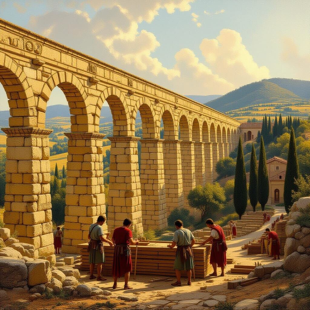 Roman Engineers Construct Aqueduct in Southern France