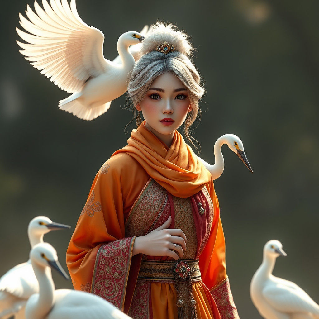 Armored Maiden on Unicorn in Fantasy Landscape