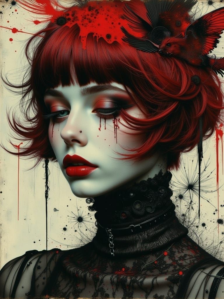 Gothic Despaircore Portrait of a Young Woman