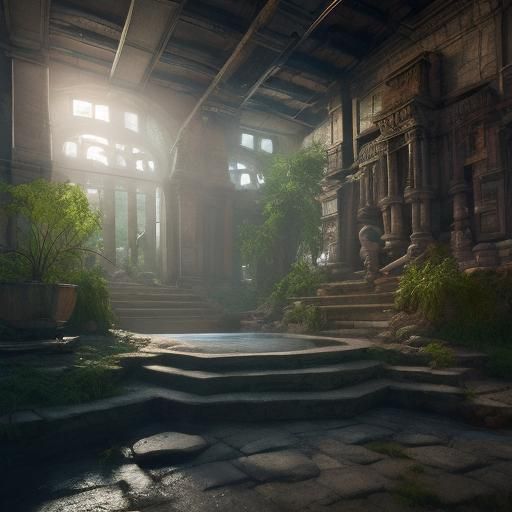 Ancient Irrigation System in 3D Cinematic Style